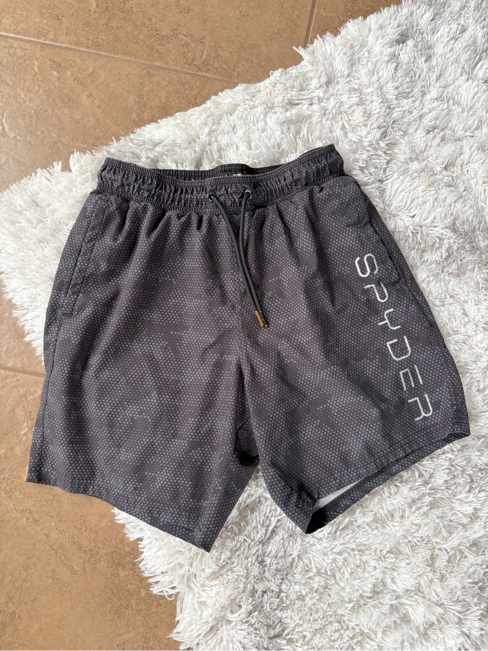 Spyder Swim Men's Charcoal Black Training Shorts with Logo • Size S
